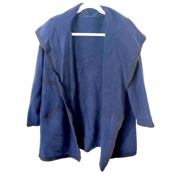 Eileen Fisher 100% Cashmere‎ Thick Shawl Collar Cardigan Coat Navy